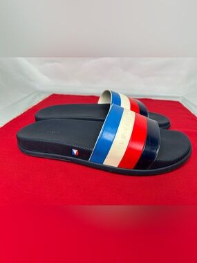 Louis Vuitton Slide Sandals Americas Cup 2017 Red Cream Blue Stripes